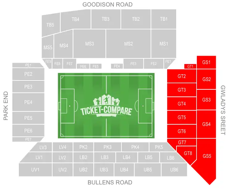 Howard Kendall Gwladys Street End markeret