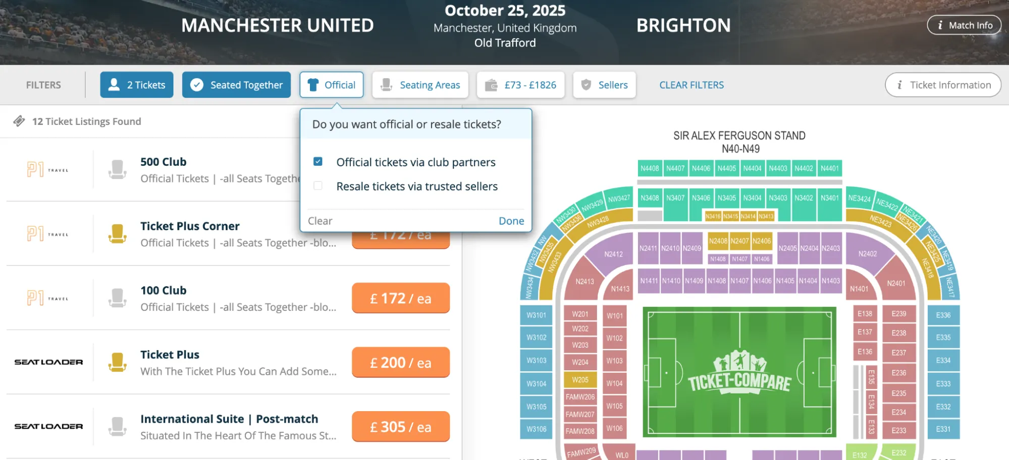 valg af officielle billetter man u