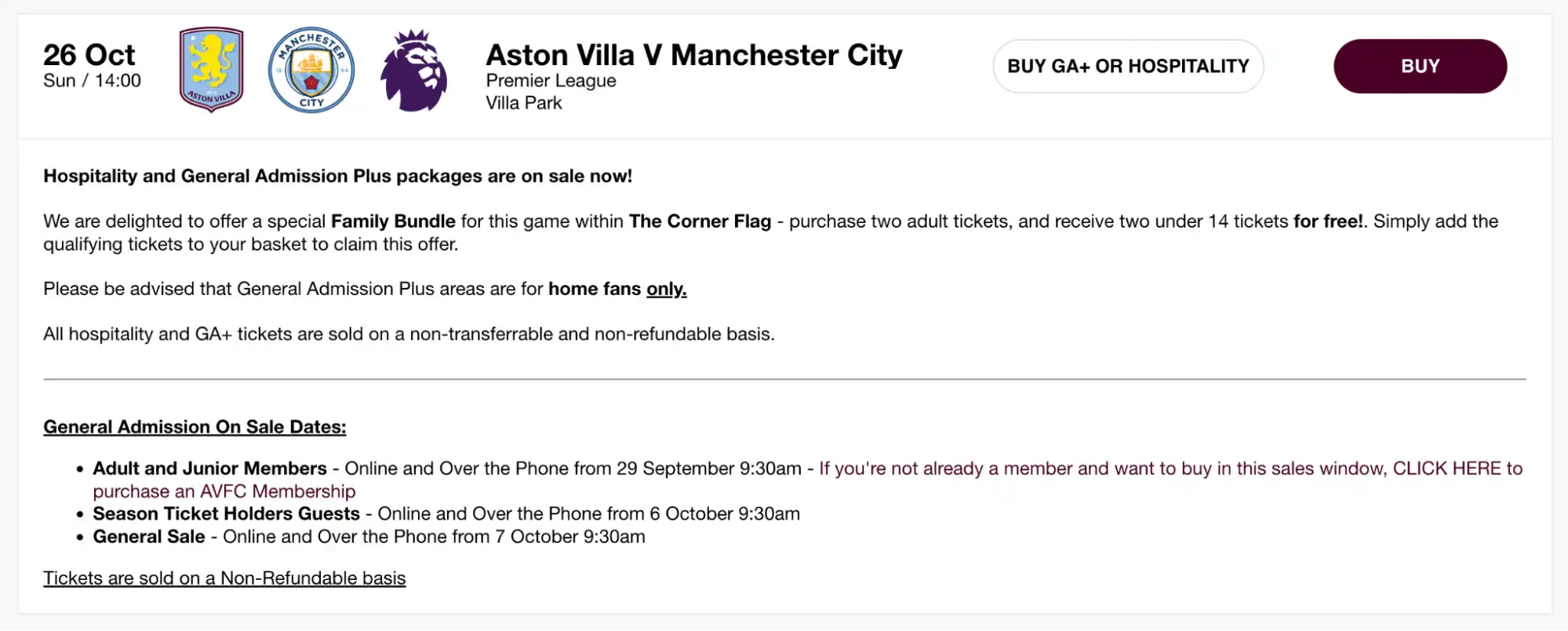 screenshot af AVFC vs MCFC billetter-siden