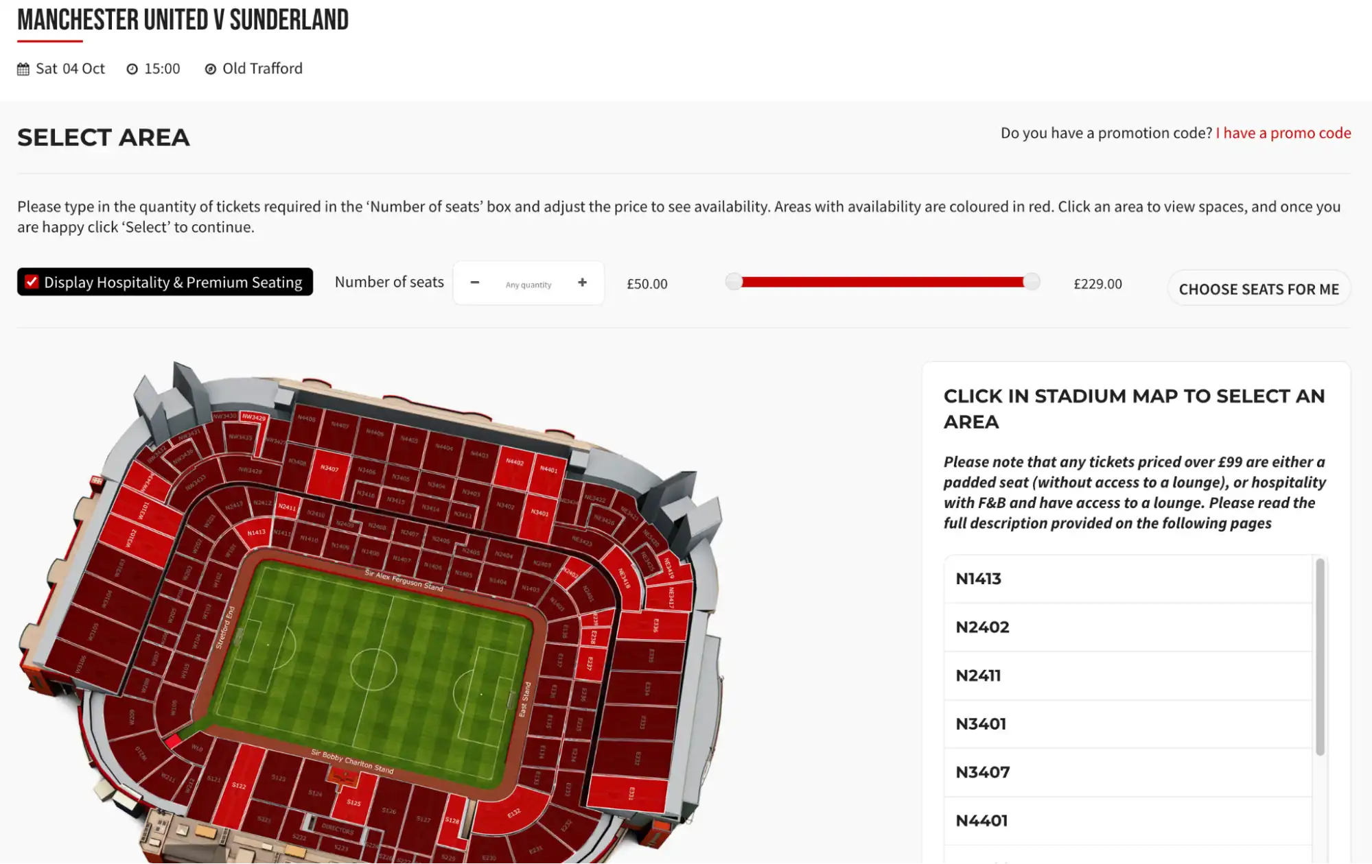 Manchester United vs Sunderland stadionoversigt