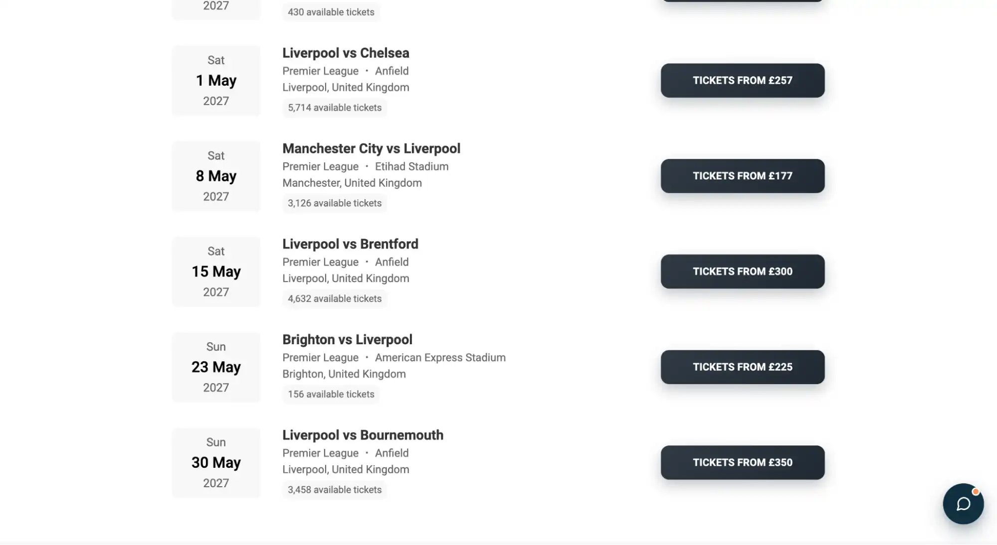 screenshot af Premier League billetter side