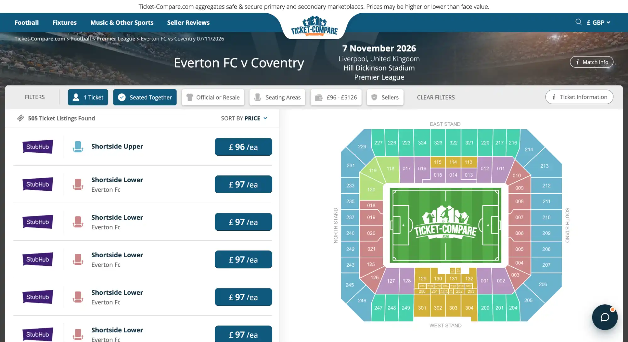 screenshot af Everton FC v Coventry billetter